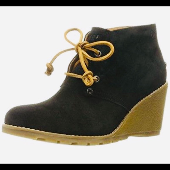 Sperry Women’s Top Sider Ankle Boots Black/Tan - Picture 3 of 3